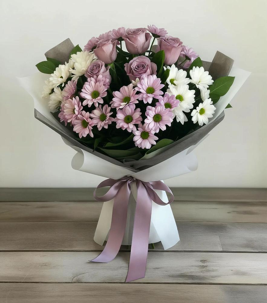 Букет цветов из: Хризантемы и Розы в Аксиньино