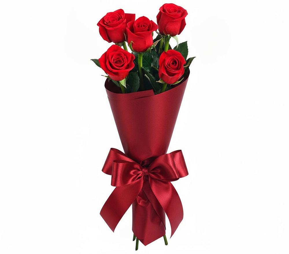 Букет 5 Красных роз Эдлесс Лав в Аксиньино