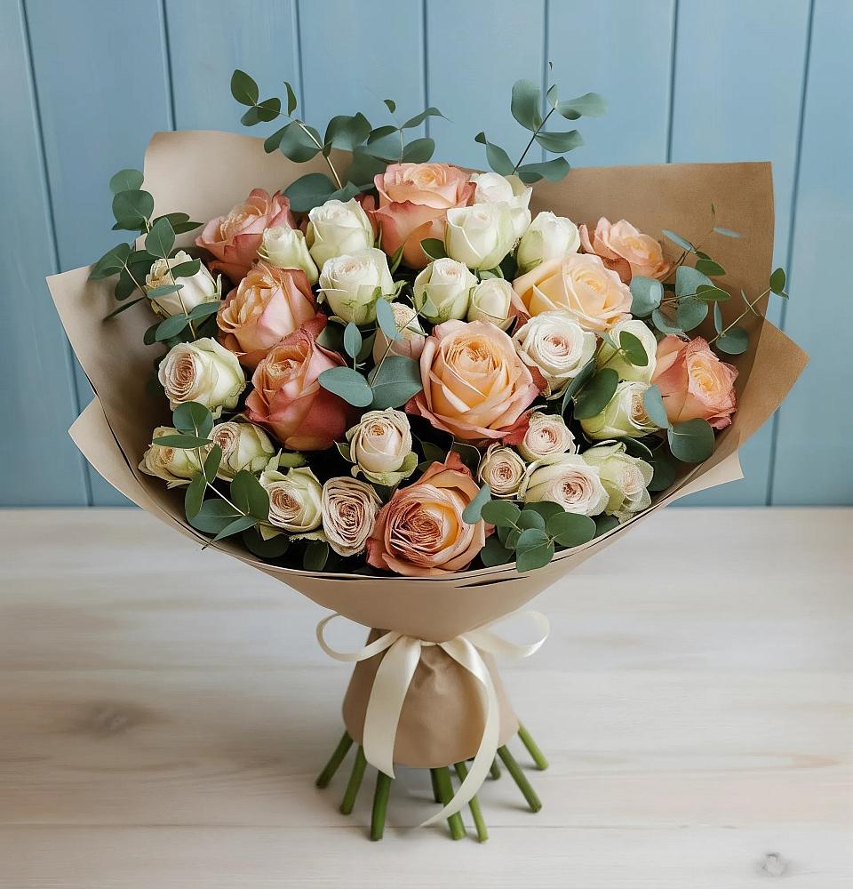 Букет цветов из: Альстромерии и Розы в Аксиньино