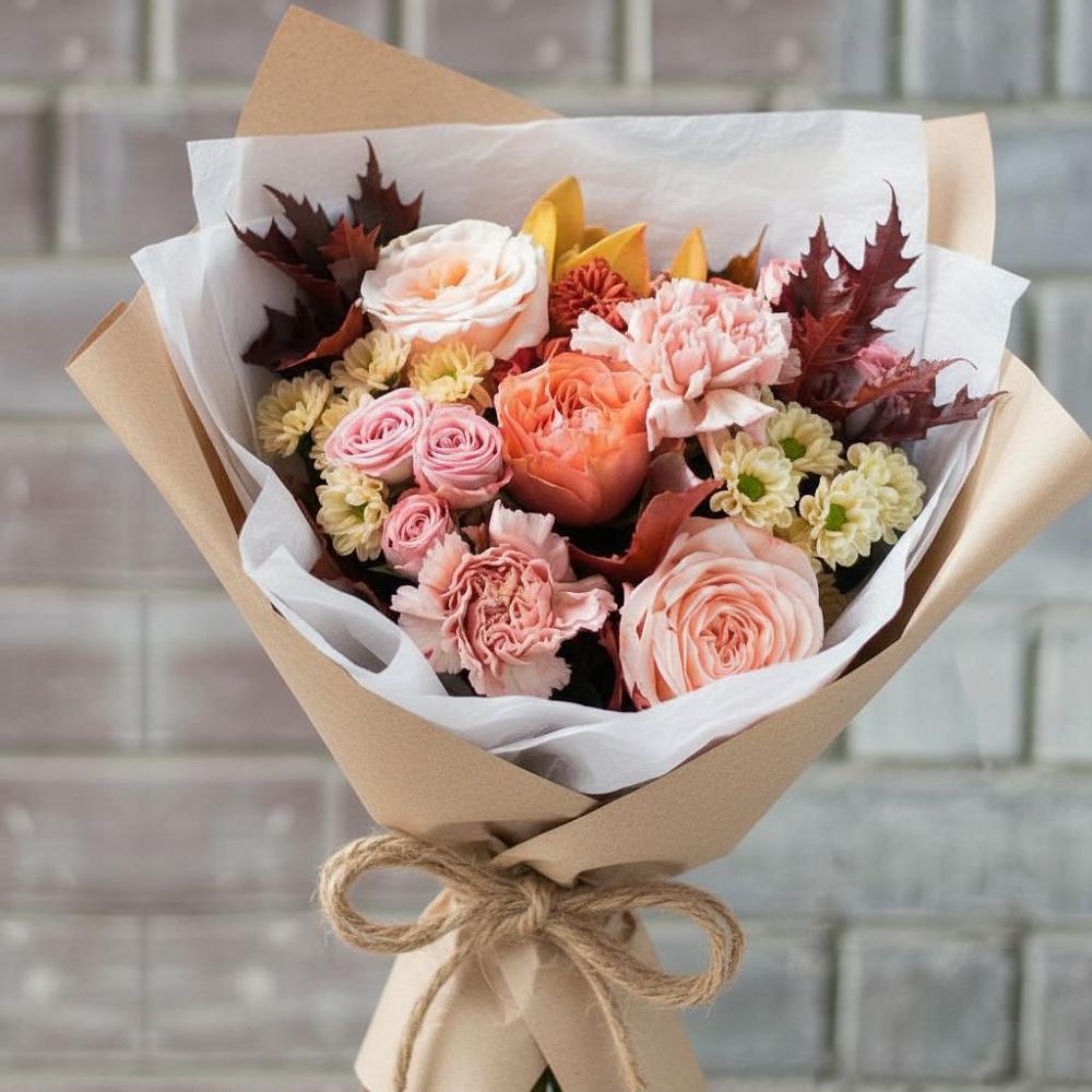 Букет цветов из: Гвоздики, Хризантемы и Розы в Аксиньино