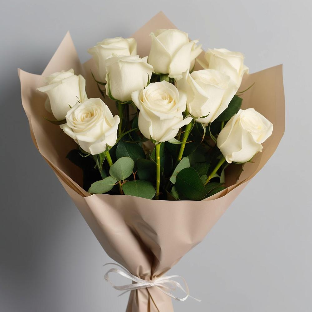 Букет 9 Белых роз Эдлесс Лав в Аксиньино