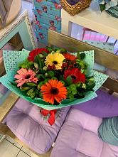 Букет цветов из:  Герберы, Хризантемы и Альстромерии #REPLACE_PRED# Аксиньино