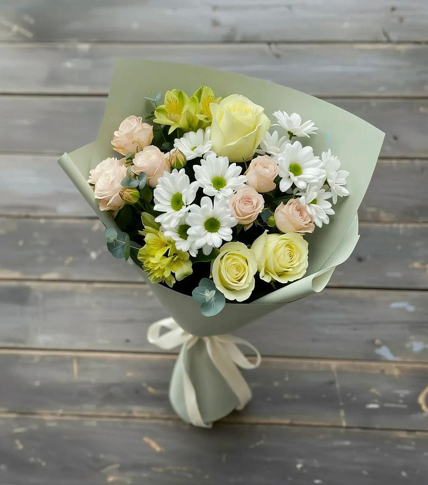 Букет цветов из: Альстромерии, Розы и Хризантемы в Аксиньино