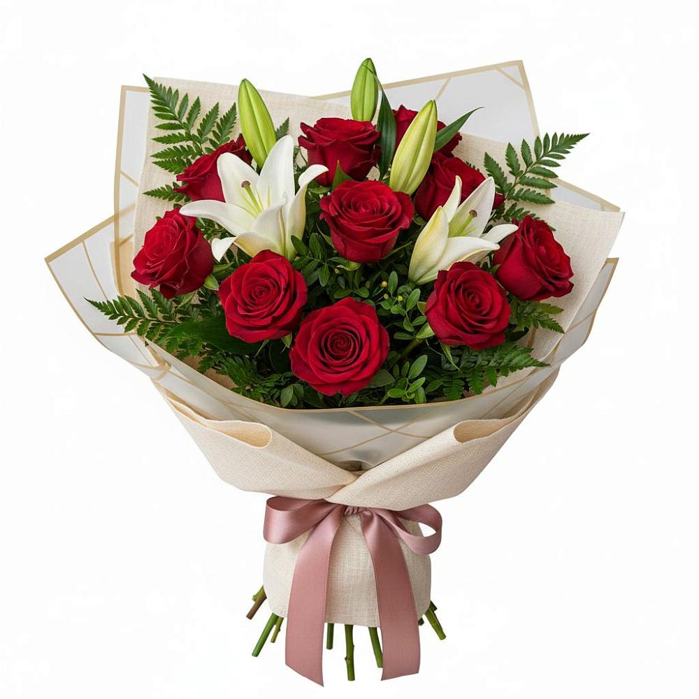 Букет цветов из: Лилии и Розы в Аксиньино