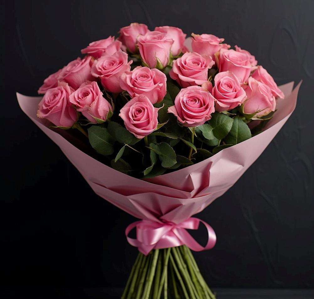 Букет 25 розовых роз в Аксиньино