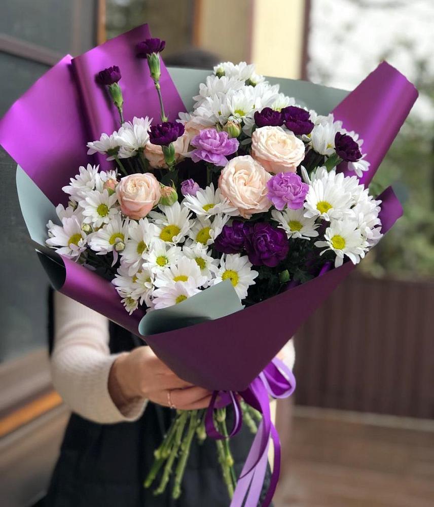 Букет цветов из: Хризантемы, Гвоздики и Розы в Аксиньино