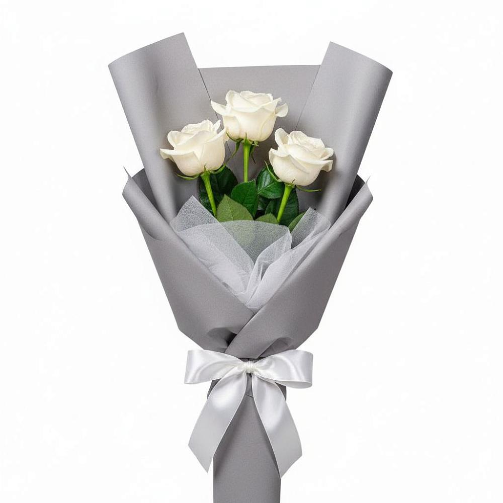 Букет 3 белые розы в Аксиньино