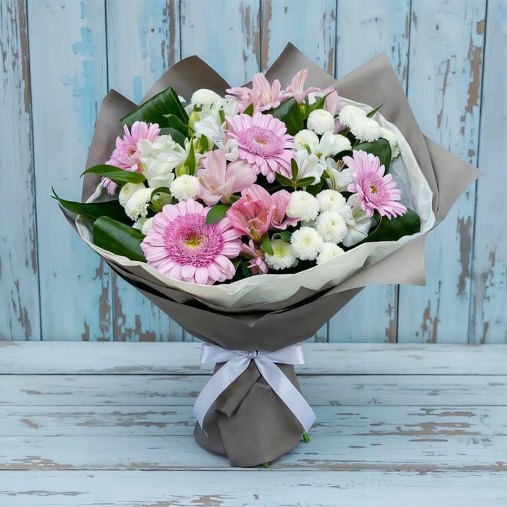 Букет цветов из: Герберы, Альстромерии и Хризантемы в Аксиньино
