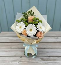 Букет цветов из:  Герберы, Розы и Хризантемы в Аксиньино