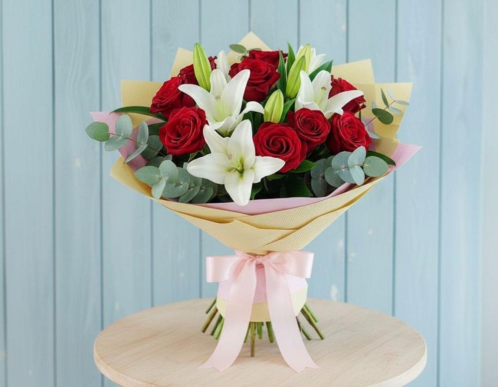 Букет цветов из: Лилии и Розы в Аксиньино